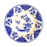 Plat rond et creux Gien en faïence émaillée blanche et bleue