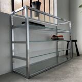 Pair of chrome and glass shelves from the 70s