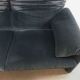 Maralunga 2seater sofa in dark grey striped fabrics by Vico Magistretti for Cassina