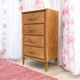 Chiffonnier pieds compas bois brut 1950