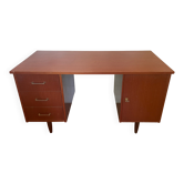 Bureau Double Caisson Vintage Capelle - Années 60 Teck/Acajou