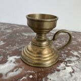 Hand candle holder, cellar rat, brass, gilded, gold, handle, 1950s, decoration, chic, decor, room