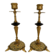 Pair of candlesticks Napoleon III in bronze cloisonné XIXth Barbedienne