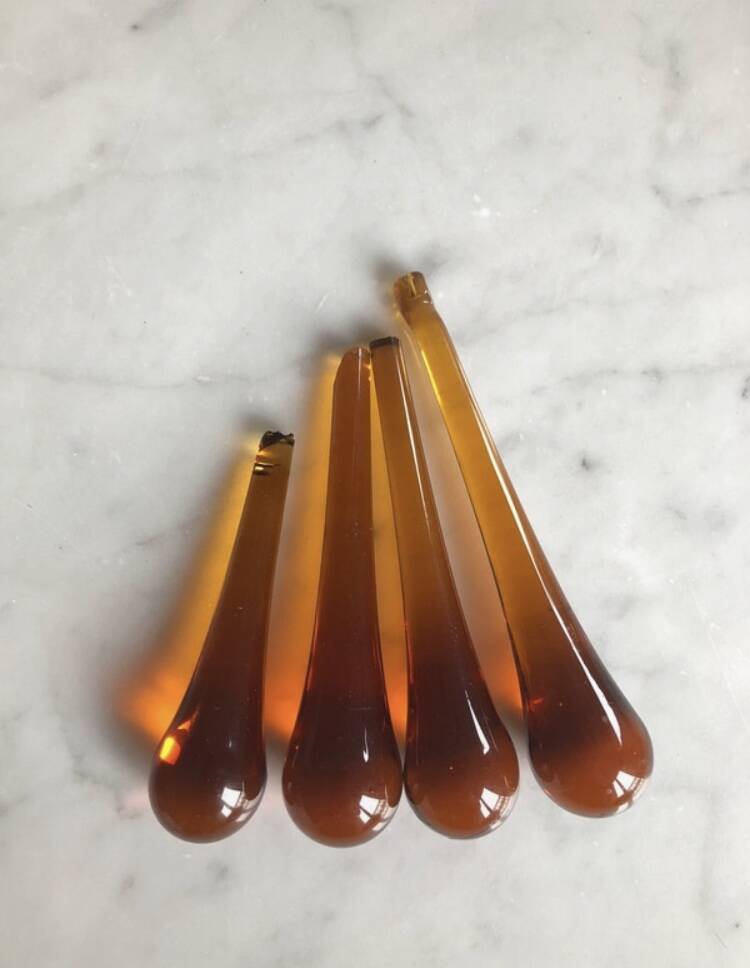 Vintage 1970s brass and Murano glass chandelier