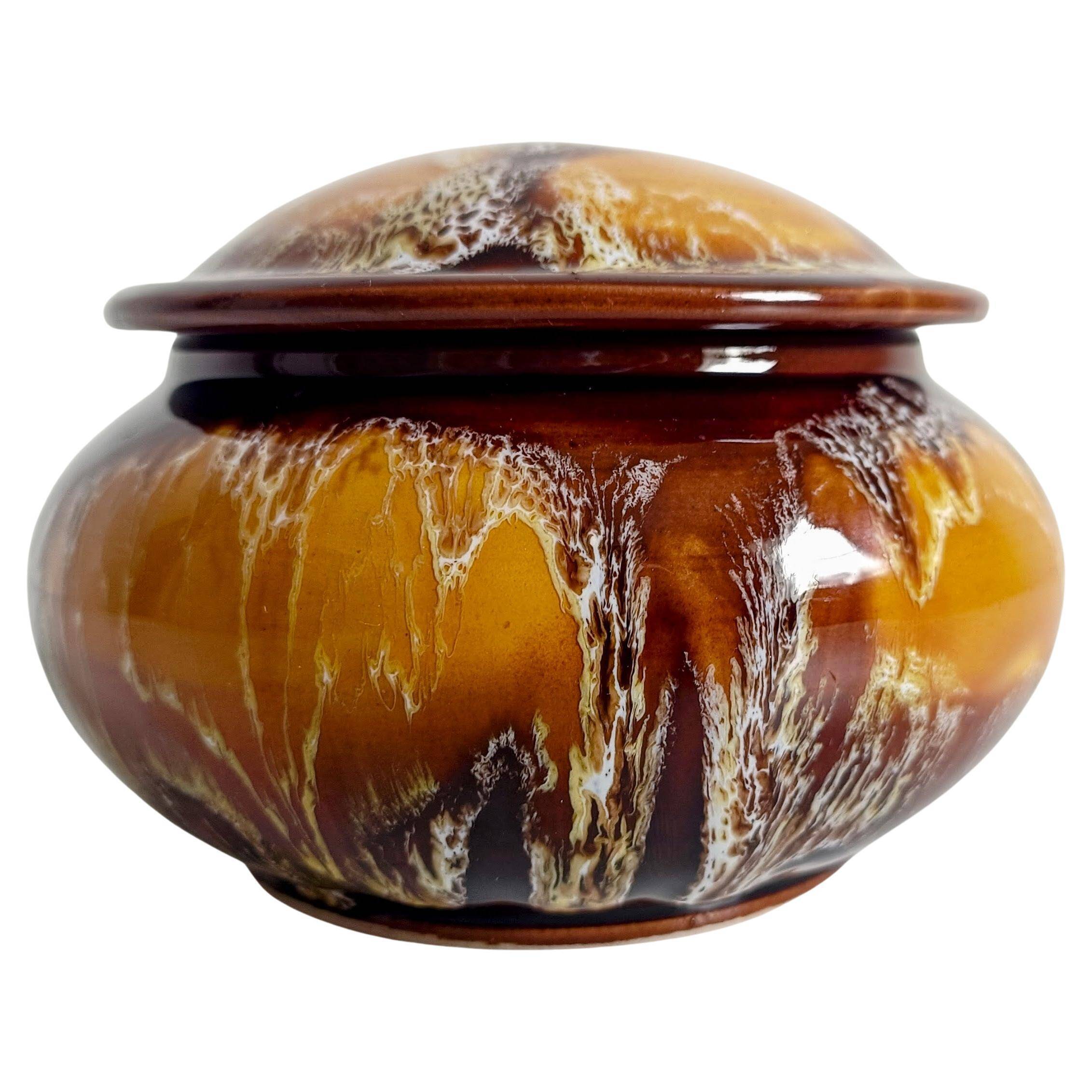 Mid-Century Vallauris Ceramic Box with Earthy Glaze, France, 1950s