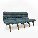 Adrian Pearsall Style Italin Modern Bouclè and Walnut Sofa