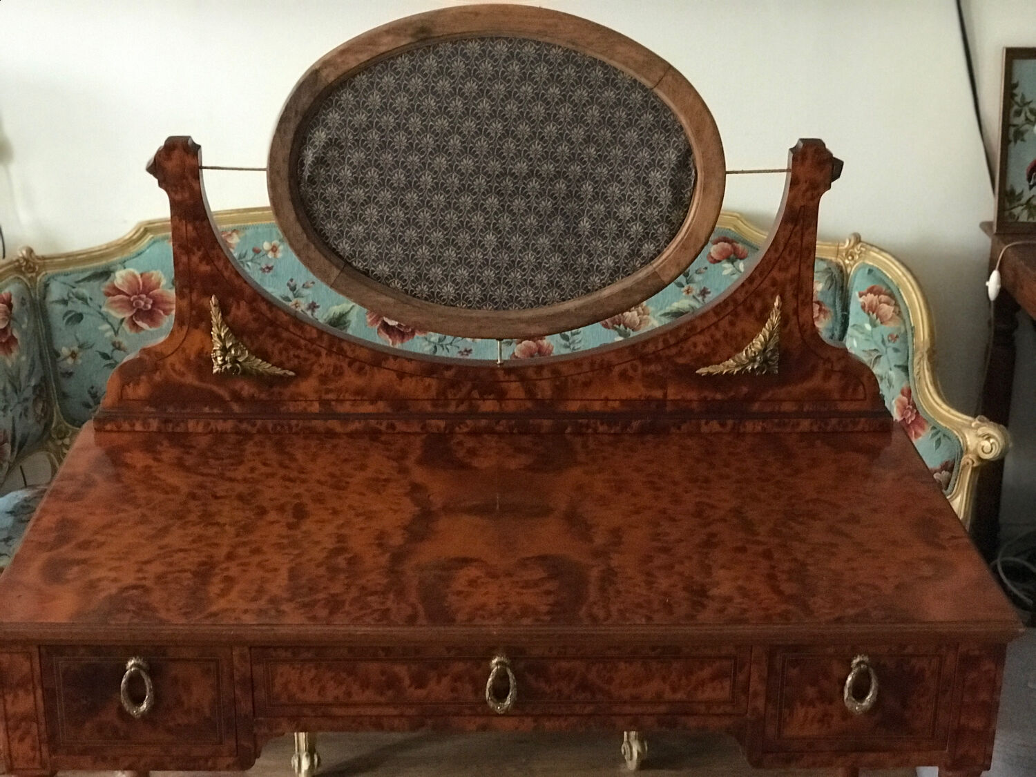 Desk in elm burl and bronze
