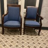 Set of 2 blue Directoire armchairs