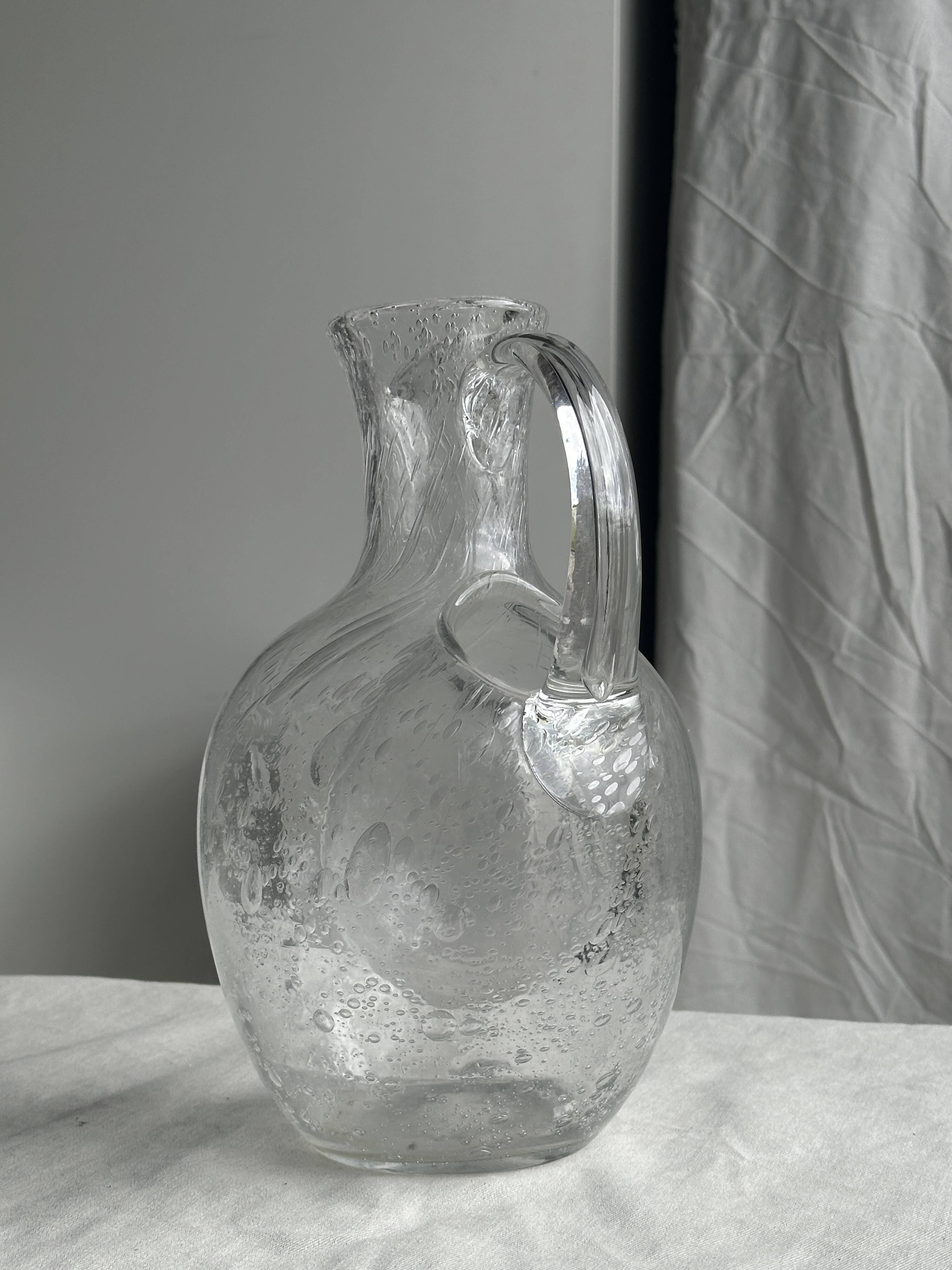 Large blown glass carafe with ice cube compartment Biot