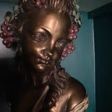 Sculpture, bust of a young woman / bacchante - 45 cm - Bronze
