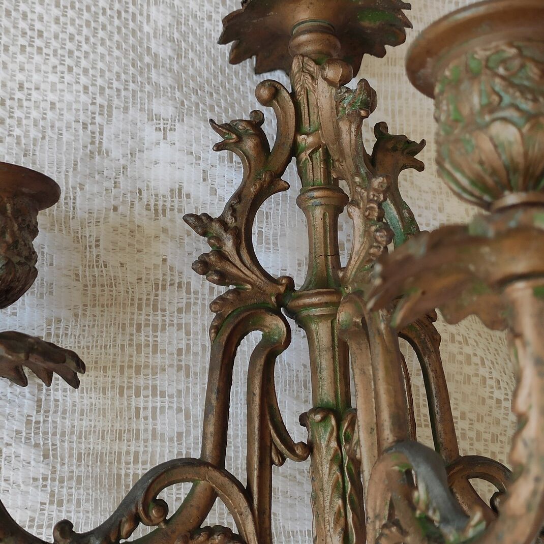 Chandelier ancien régule et onyx vert