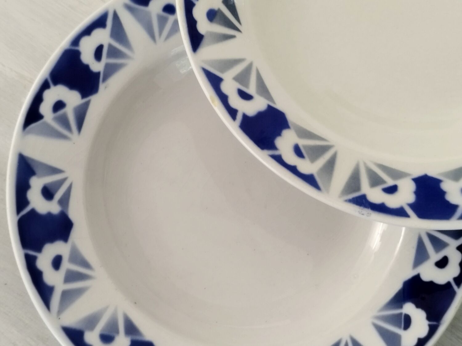 Deep plates opaque porcelain gien flanders model vintage art deco style decor