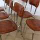 6 brown skai and chrome steel chairs