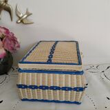 Sewing box, work box, scoubidou, blue