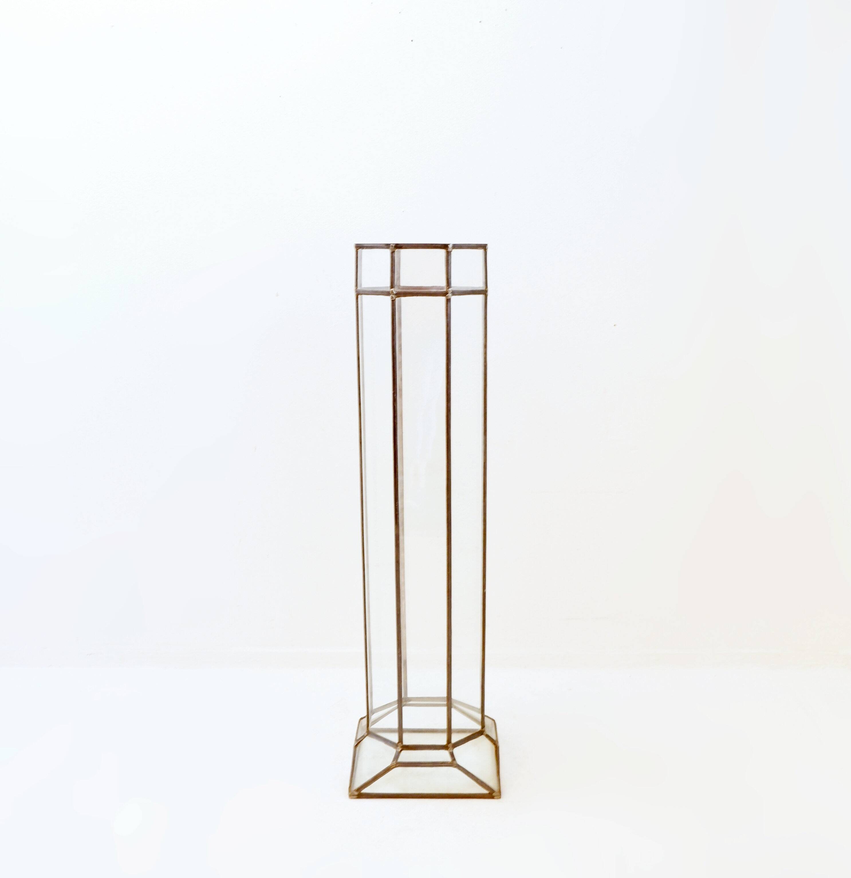 Art Deco glass and zinc pedestal column