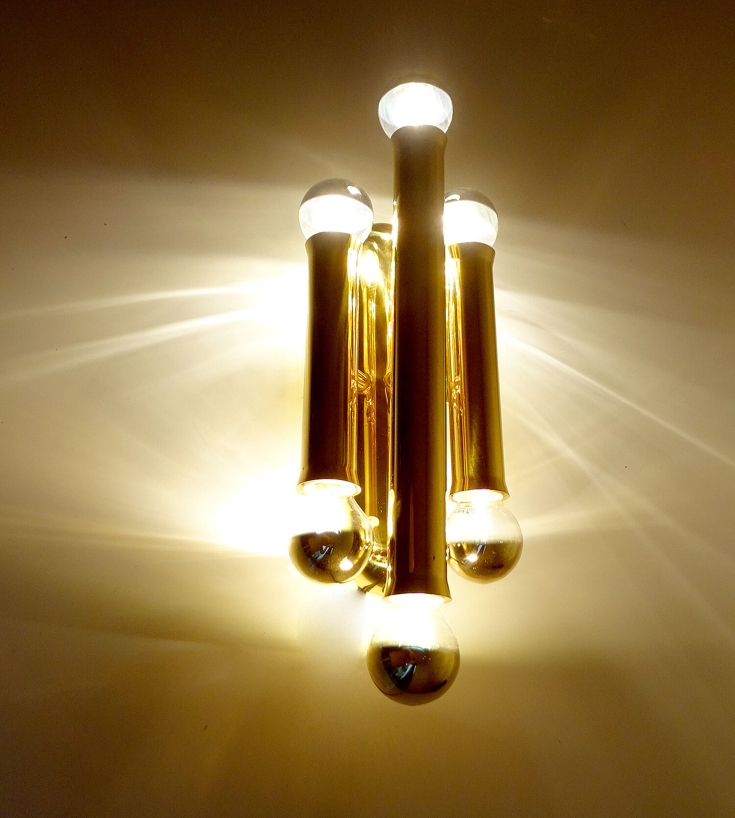 Pair Vintage Brass Wall Sconces, 60s