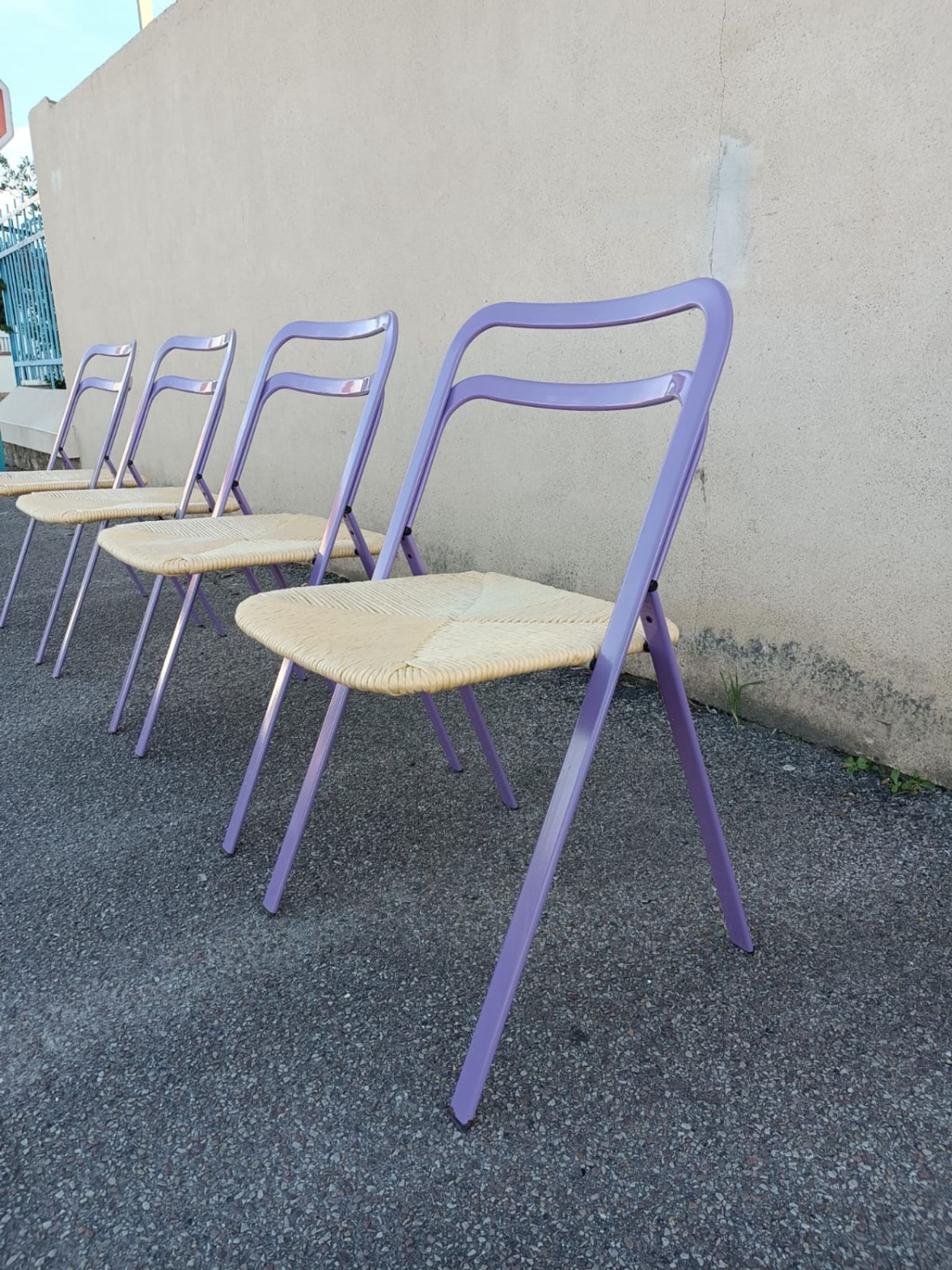 Set of 4 vintage Italian folding chairs by Giorgio Cattelan for Cidue, 1970s