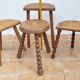 Set of four rustic solid wood plant holders, 31 to 43 cm