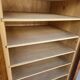 Antique 1950s double sliding door filing cabinet with curtains