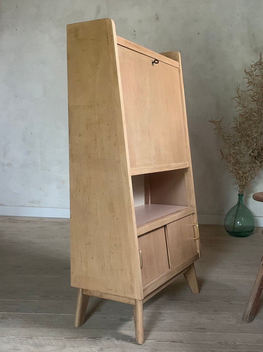 Vintage pyramidal secretary desk and bookcase