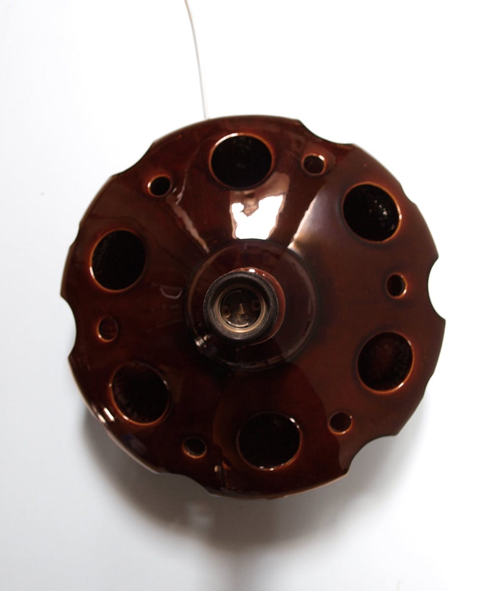 Lamp "flying saucer" space age ceramic Brown