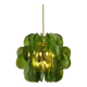 Midmodern Style Italian Brass Pendant Lamp with Bright Green Murano Glass Slabs