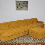 Yellow corduroy modular sofa, 1970s, set of 6