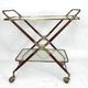 Mid-century brass and wood bar cart, Italy 1950s