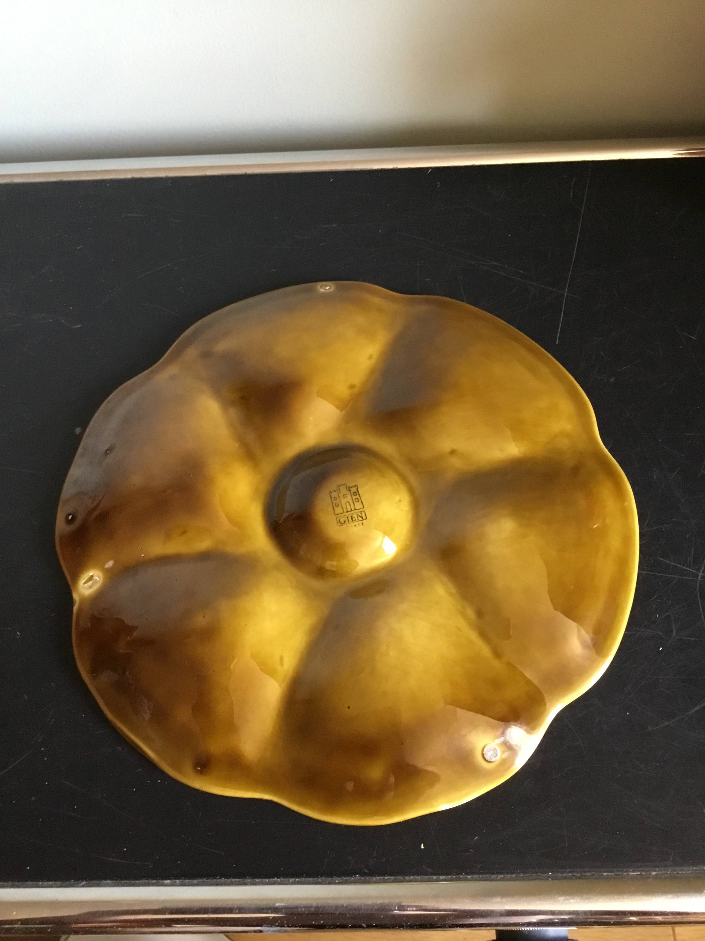 Lot de 6 assiettes à huitres barbotine Gien