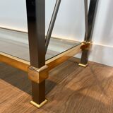 Console de style néoclassique en laiton doré et patine canon de fusil attribuée à la Maison Jansen