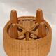 Vintage dutch rattan round stool 1980