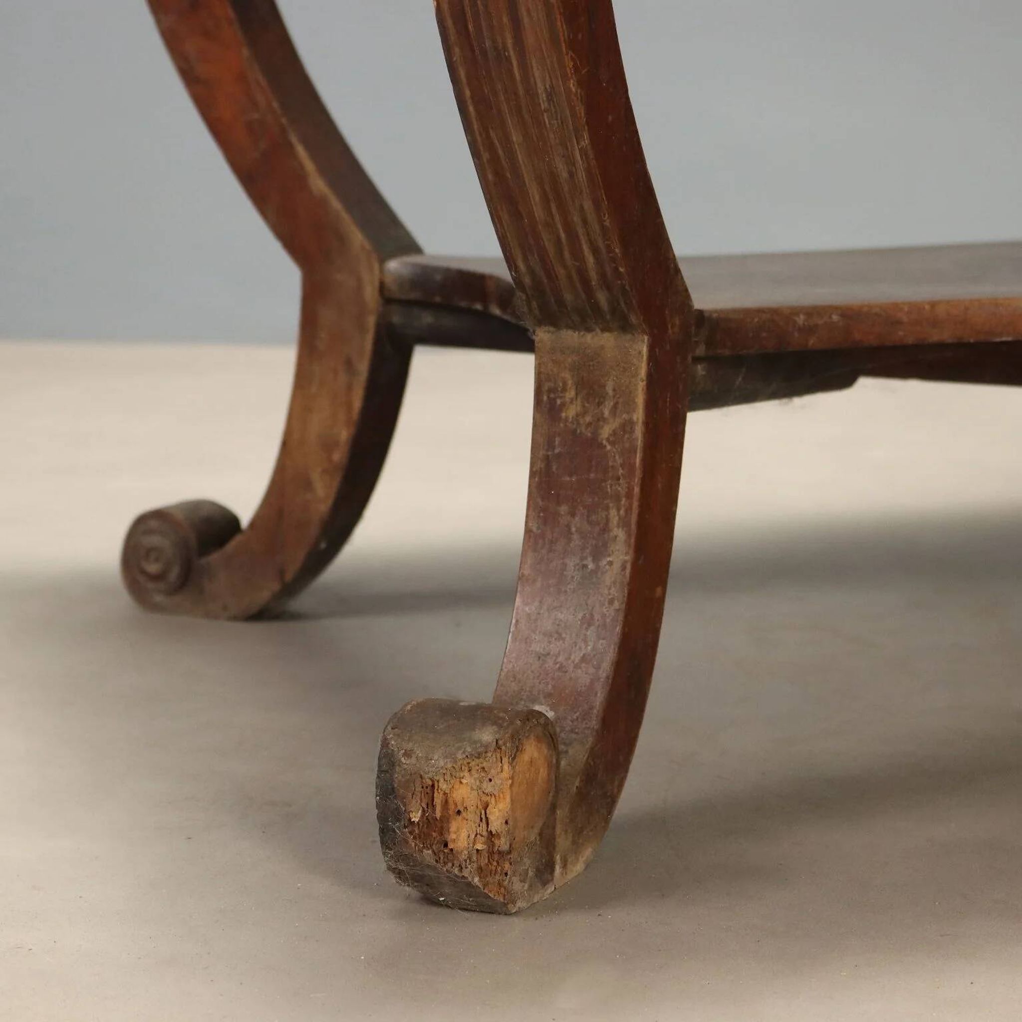 Ancient Empire desk in walnut with marble top, Italy, 19th century.