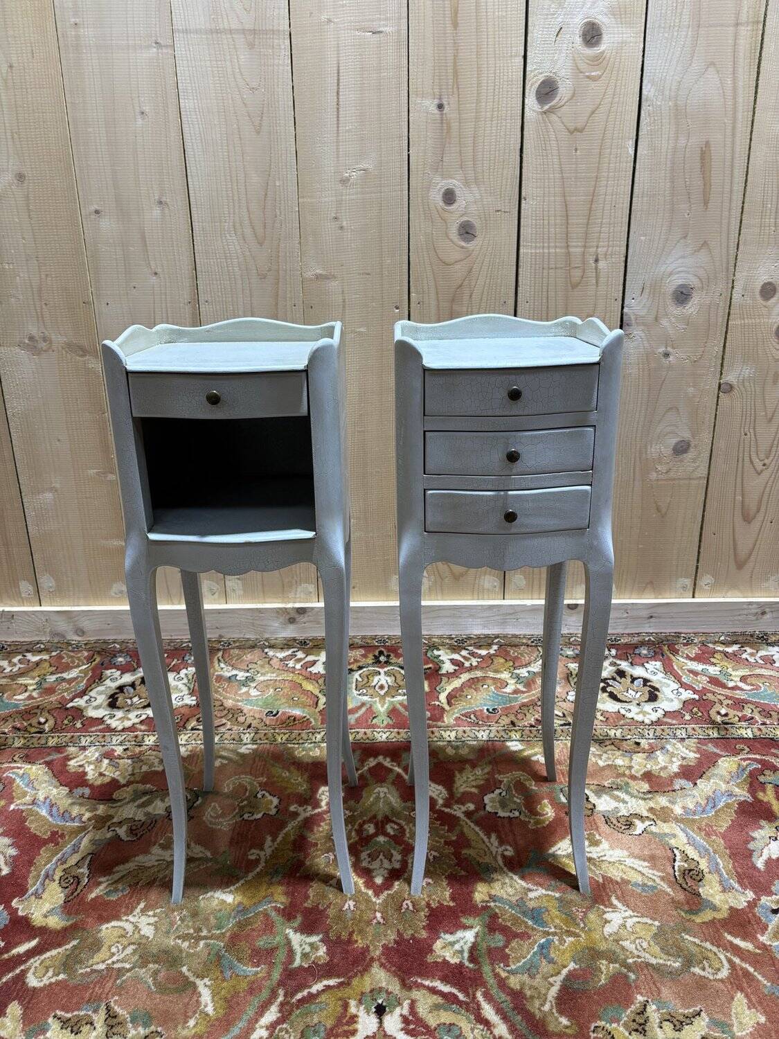 Pair of white Louis XV style bedside tables.