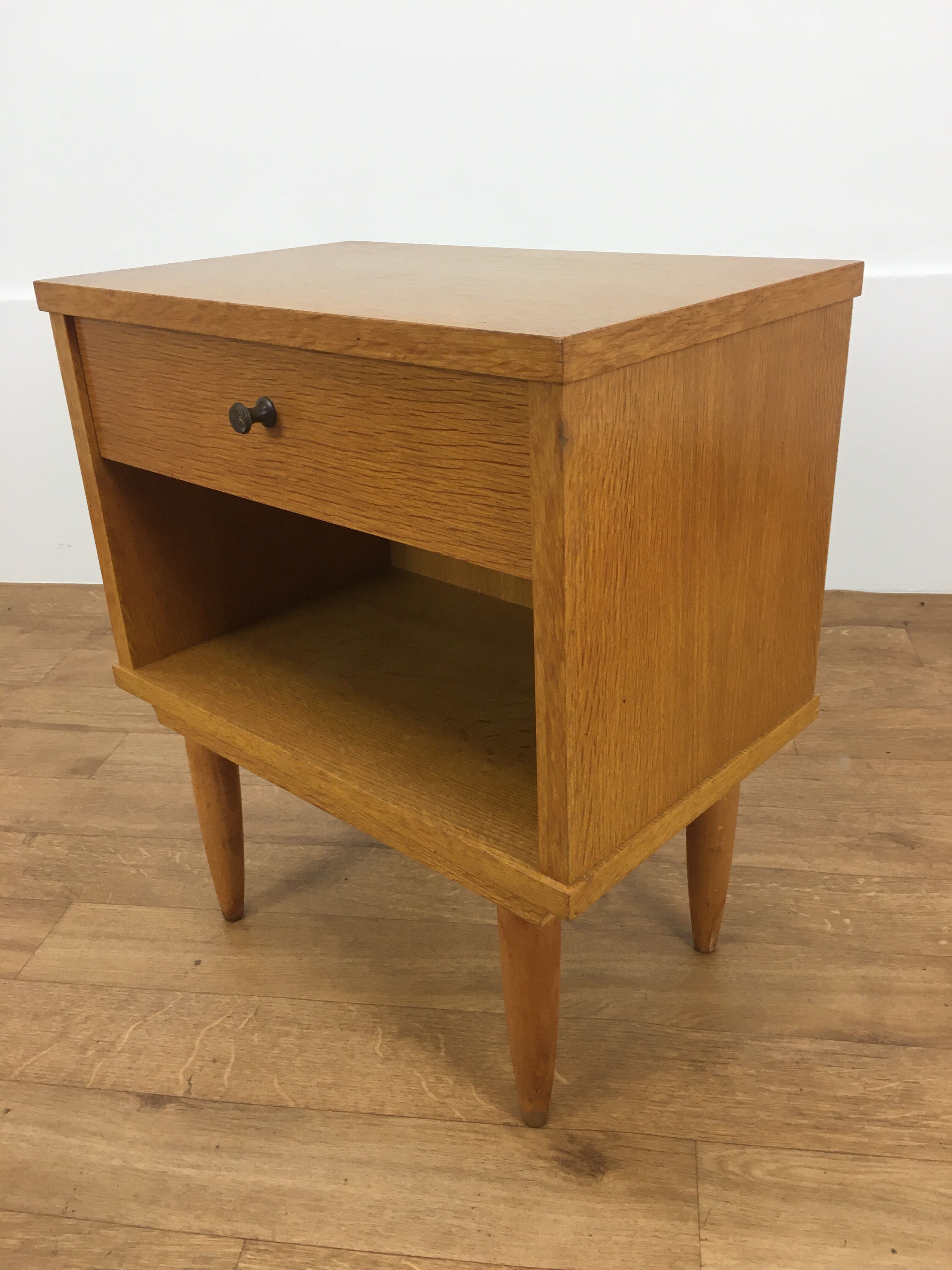 Scandinavian bedside vintage blond wood 1 drawer