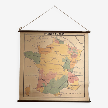 Map of France in 1789 - old school map to hang vintage school poster