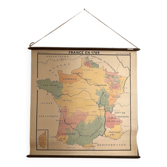 Map of France in 1789 - old school map to hang vintage school poster