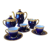 Service à café Bleu de four et or - porcelaine de Limoges