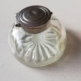 Encrier en verre et métal