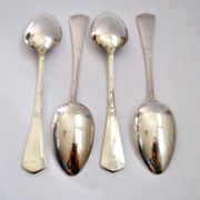 Set of 4 art deco table spoons in silver metal e. feisskohl 1920-1930