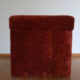Rusty velvet low chair without arms