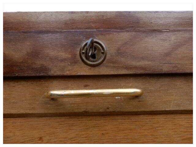Old binder with double curtain vintage 1950 wooden