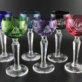 Set of 6 coloured liqueur glasses in crystal