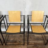 Series of 4 chairs minimalist 1980 design italy