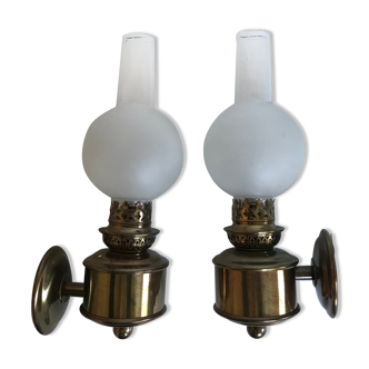 Old pair of brass wall light