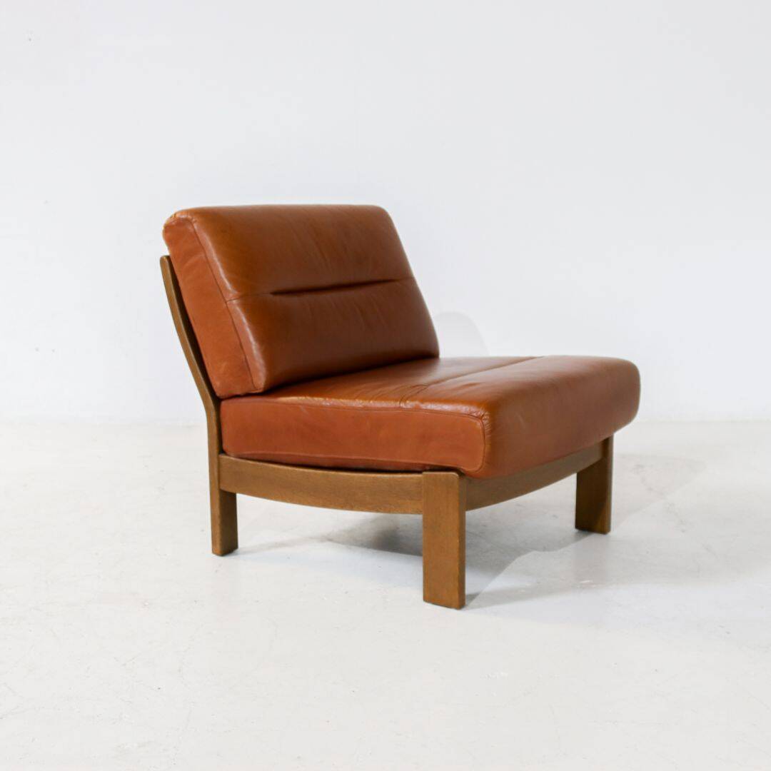 Brutalist 7-piece cognac leather modular sofa