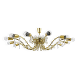 Mid-century floral brass and crystal chandelier by Lobmeyr, 1950s, Austria.