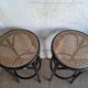 Paire de tabourets de bar cannés , en bois courbé