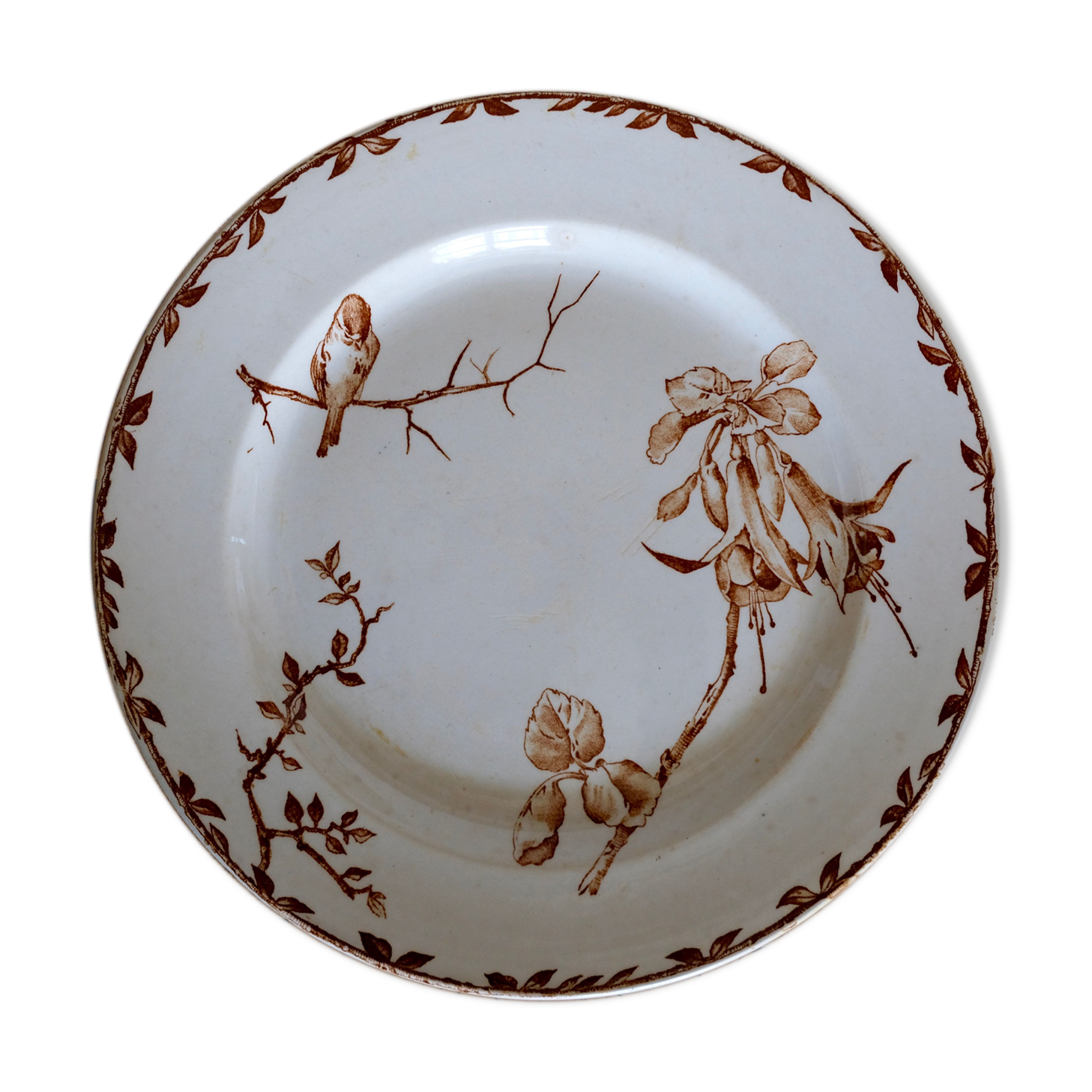 Antique brown Oxford model plate, HB - Choisy-le-Roy Co., 1900s