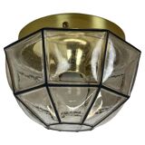 Ceiling Light "Iron Rings" made of Brass and Glass by Glashütte Limburg, Germany, 1970s