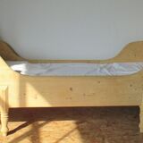 Retractable sofa bed of the Austrian Tyrole in natural wood